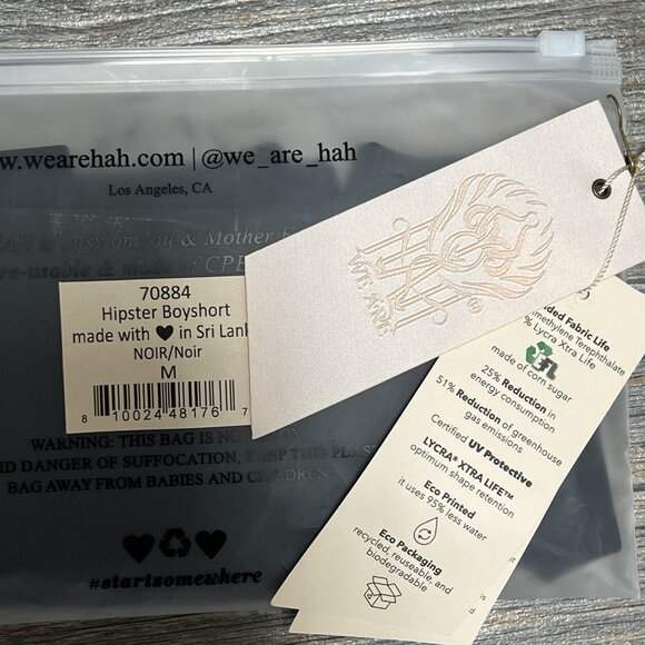 NWT Free People x WE ARE HAH Hipster Boyshort Panties Medium Black Seamless - Picture 13 of 15